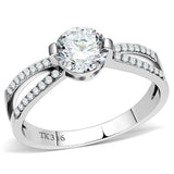 Alamode High polished (no plating) Stainless Steel Ring with AAA Grade CZ in Clear - Alamode - Flyclothing LLC