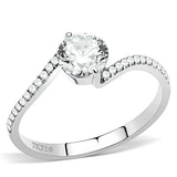 Alamode High polished (no plating) Stainless Steel Ring with AAA Grade CZ in Clear - Alamode - Flyclothing LLC