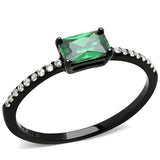 Alamode IP Black(Ion Plating) Stainless Steel Ring with AAA Grade CZ in Emerald - Alamode - Flyclothing LLC