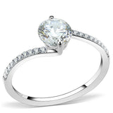 Alamode High polished (no plating) Stainless Steel Ring with AAA Grade CZ in Clear - Alamode - Flyclothing LLC