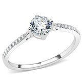 Alamode High polished (no plating) Stainless Steel Ring with AAA Grade CZ in Clear - Alamode - Flyclothing LLC