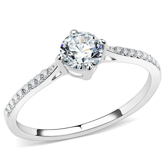 Alamode High polished (no plating) Stainless Steel Ring with AAA Grade CZ in Clear - Alamode - Flyclothing LLC