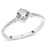 Alamode High polished (no plating) Stainless Steel Ring with AAA Grade CZ in Clear - Alamode - Flyclothing LLC