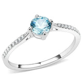 Alamode High polished (no plating) Stainless Steel Ring with AAA Grade CZ in Sea Blue - Alamode - Flyclothing LLC