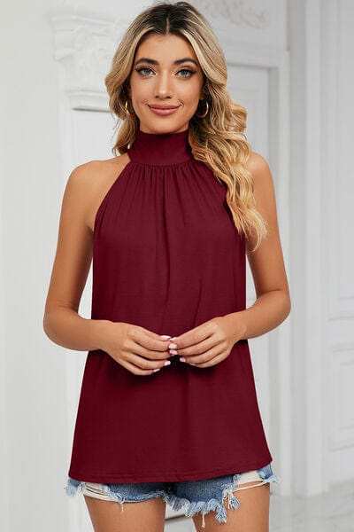 Tied Grecian Neck Tank - Trendsi - Flyclothing LLC