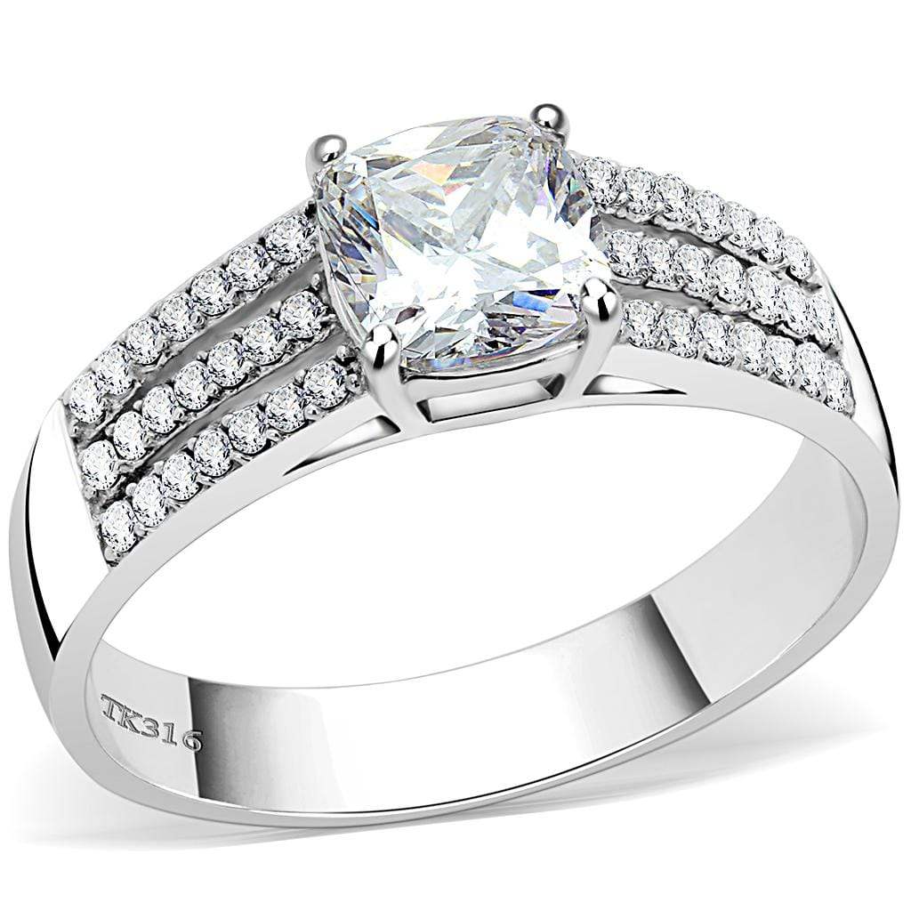 Alamode High polished (no plating) Stainless Steel Ring with Cubic in Clear - Alamode - Flyclothing LLC