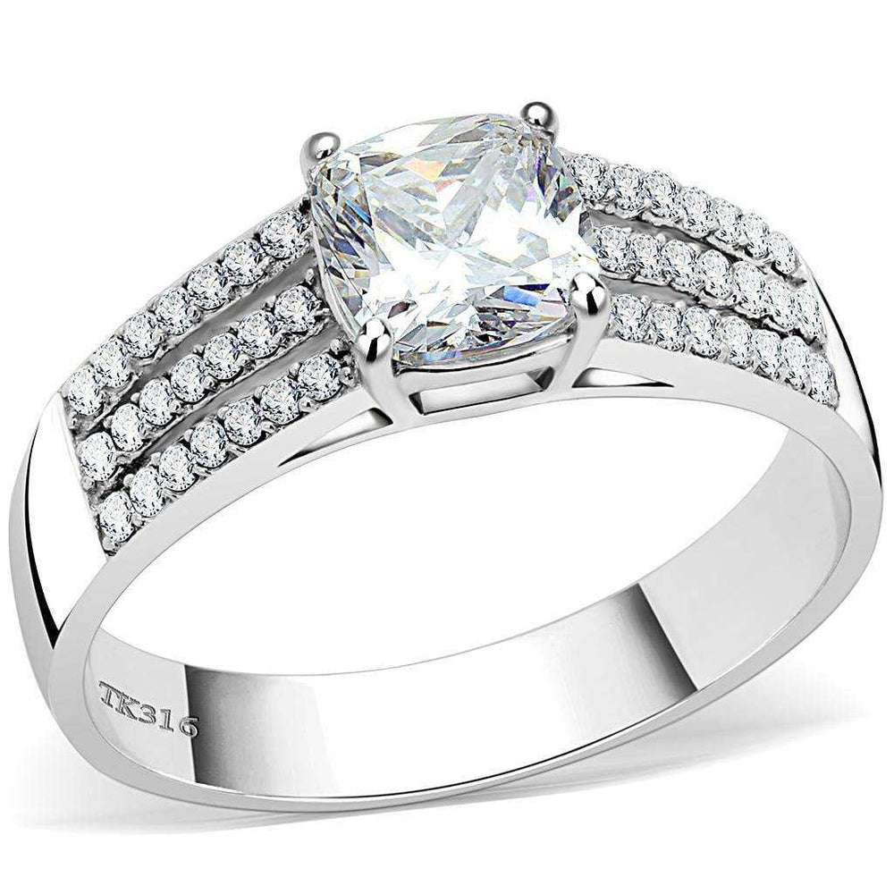Alamode High polished (no plating) Stainless Steel Ring with Cubic in Clear - Alamode - Flyclothing LLC