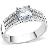 Alamode High polished (no plating) Stainless Steel Ring with Cubic in Clear - Alamode - Flyclothing LLC