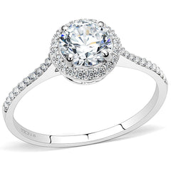 Alamode High polished (no plating) Stainless Steel Ring with AAA Grade CZ in Clear - Alamode