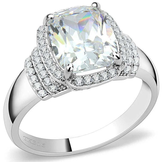 Alamode High polished (no plating) Stainless Steel Ring with Cubic in Clear - Alamode - Flyclothing LLC