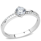 Alamode High polished (no plating) Stainless Steel Ring with AAA Grade CZ in Clear - Alamode - Flyclothing LLC