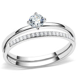 Alamode High polished (no plating) Stainless Steel Ring with AAA Grade CZ in Clear - Alamode