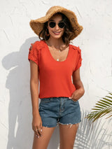 Spliced Lace Cold-Shoulder Blouse - Trendsi - Flyclothing LLC