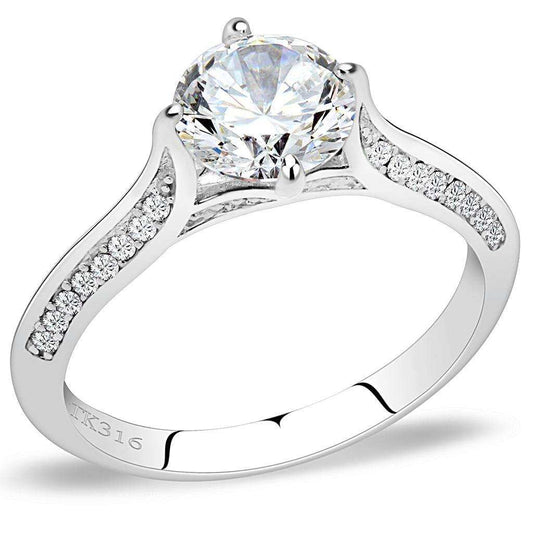 Alamode High polished (no plating) Stainless Steel Ring with AAA Grade CZ in Clear - Alamode - Flyclothing LLC