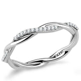 Alamode High polished (no plating) Stainless Steel Ring with AAA Grade CZ in Clear - Alamode