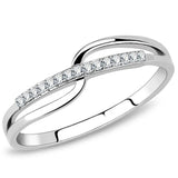 Alamode High polished (no plating) Stainless Steel Ring with AAA Grade CZ in Clear - Alamode