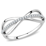 Alamode High polished (no plating) Stainless Steel Ring with AAA Grade CZ in Clear - Alamode