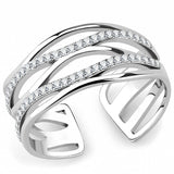 Alamode High polished (no plating) Stainless Steel Ring with AAA Grade CZ in Clear - Alamode