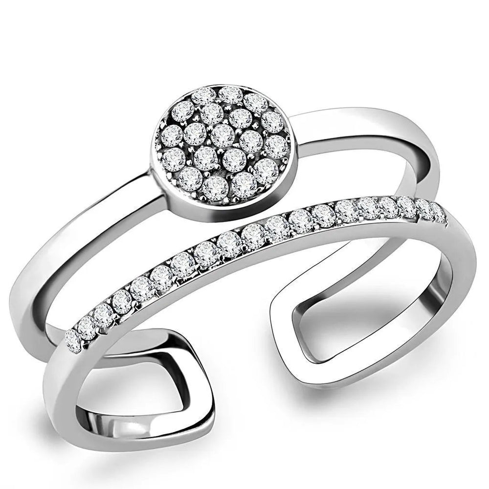Alamode High polished (no plating) Stainless Steel Ring with AAA Grade CZ in Clear - Alamode