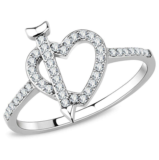 Alamode High polished (no plating) Stainless Steel Ring with AAA Grade CZ in Clear - Alamode - Flyclothing LLC