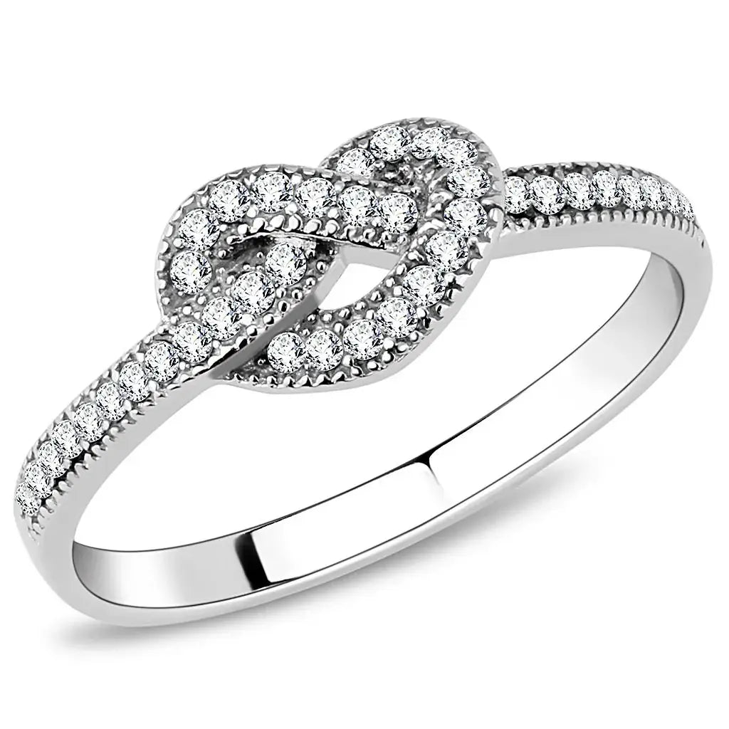 Alamode High polished (no plating) Stainless Steel Ring with AAA Grade CZ in Clear - Alamode - Flyclothing LLC