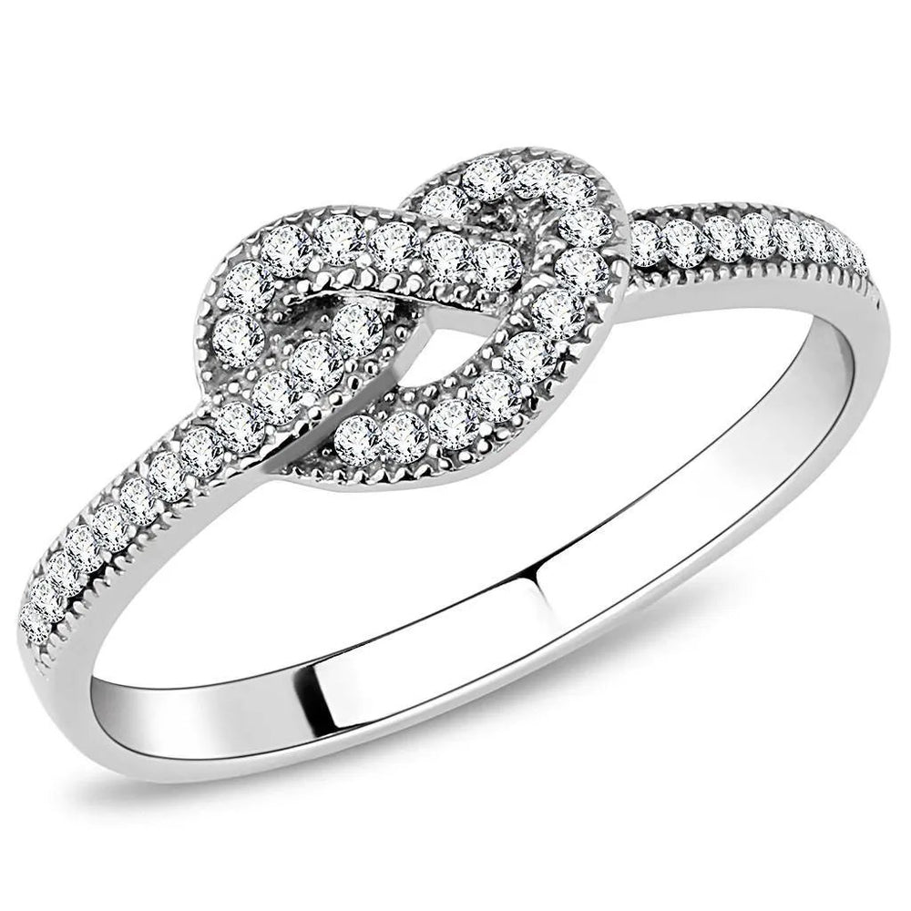 Alamode High polished (no plating) Stainless Steel Ring with AAA Grade CZ in Clear - Alamode