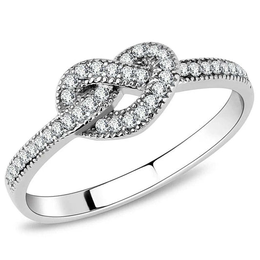 Alamode High polished (no plating) Stainless Steel Ring with AAA Grade CZ in Clear - Alamode - Flyclothing LLC