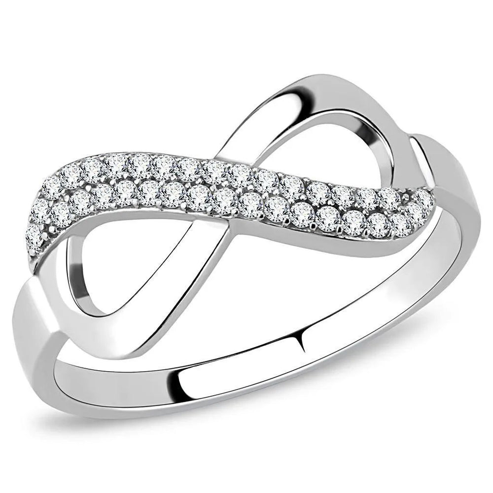 Alamode High polished (no plating) Stainless Steel Ring with AAA Grade CZ in Clear - Alamode