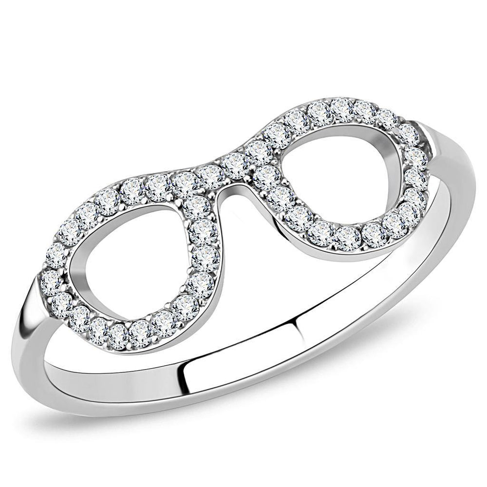 Alamode High polished (no plating) Stainless Steel Ring with AAA Grade CZ in Clear - Alamode