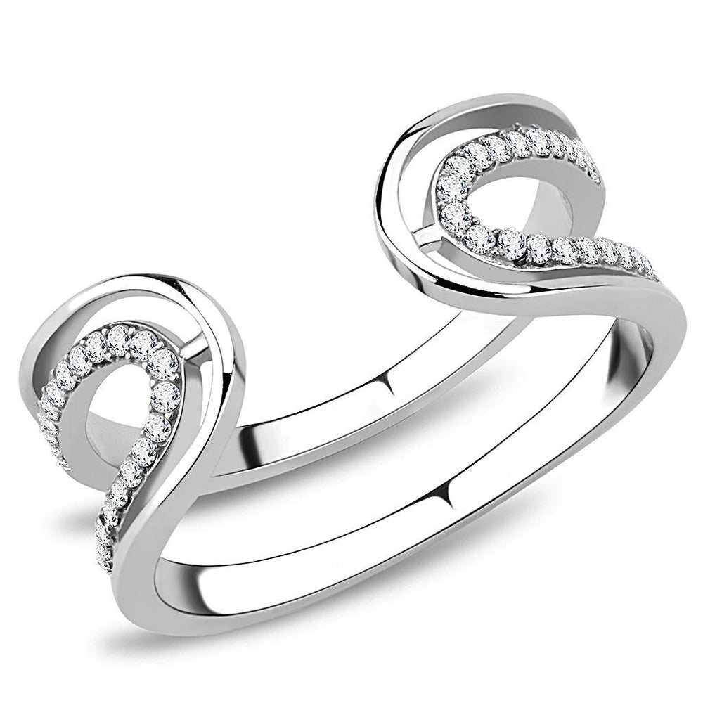 Alamode High polished (no plating) Stainless Steel Ring with AAA Grade CZ in Clear - Alamode