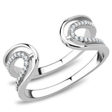 Alamode High polished (no plating) Stainless Steel Ring with AAA Grade CZ in Clear - Alamode