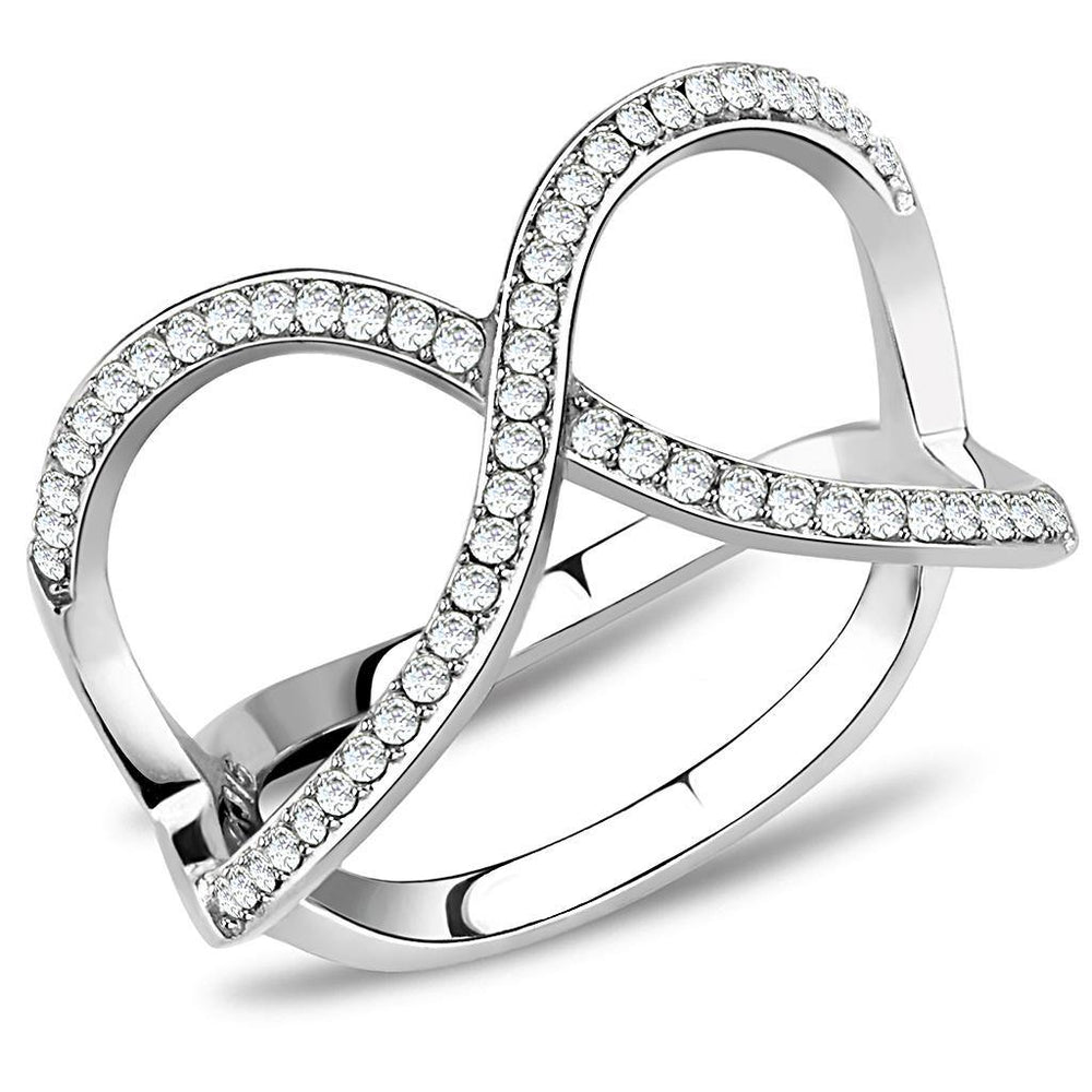 Alamode High polished (no plating) Stainless Steel Ring with AAA Grade CZ in Clear - Alamode