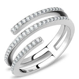 Alamode High polished (no plating) Stainless Steel Ring with AAA Grade CZ in Clear - Alamode - Flyclothing LLC