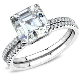 Alamode High polished (no plating) Stainless Steel Ring with Cubic in Clear - Alamode - Flyclothing LLC