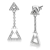 Alamode High polished (no plating) Stainless Steel Earrings with AAA Grade CZ in Clear - Alamode - Flyclothing LLC