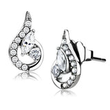 Alamode High polished (no plating) Stainless Steel Earrings with AAA Grade CZ in Clear - Alamode - Flyclothing LLC