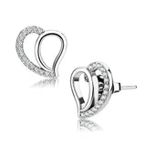 Alamode High polished (no plating) Stainless Steel Earrings with AAA Grade CZ in Clear - Alamode - Flyclothing LLC