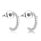 Alamode High polished (no plating) Stainless Steel Earrings with AAA Grade CZ in Clear - Alamode - Flyclothing LLC