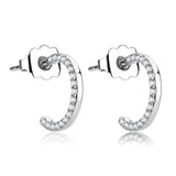 Alamode High polished (no plating) Stainless Steel Earrings with AAA Grade CZ in Clear - Alamode