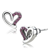 Alamode High polished (no plating) Stainless Steel Earrings with AAA Grade CZ in Ruby - Alamode - Flyclothing LLC