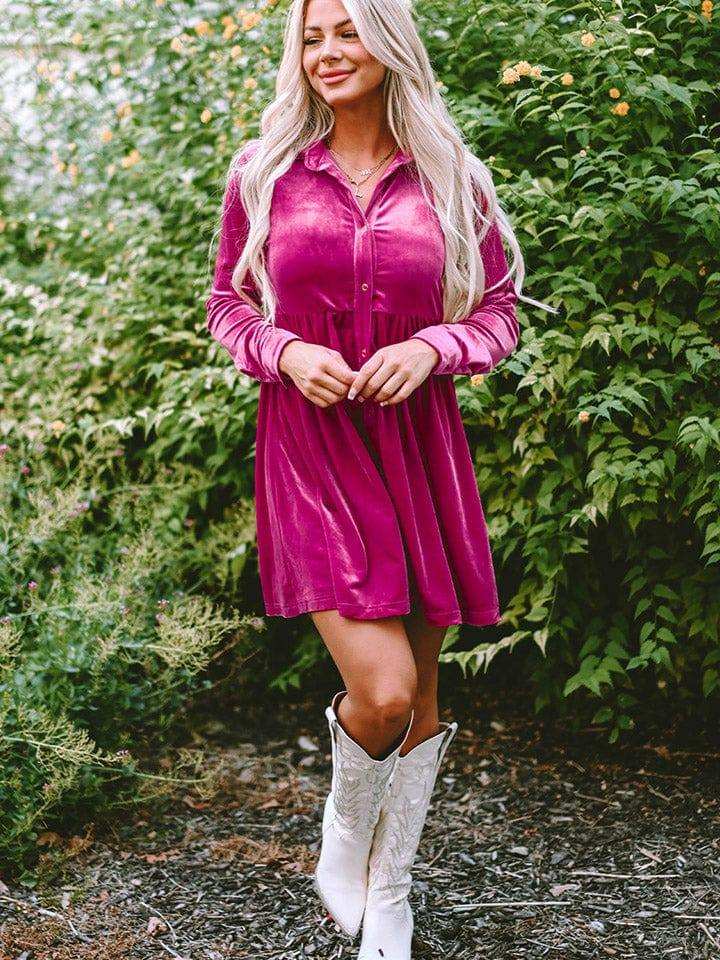 Collared Neck Buttoned Mini Dress - Trendsi - Flyclothing LLC