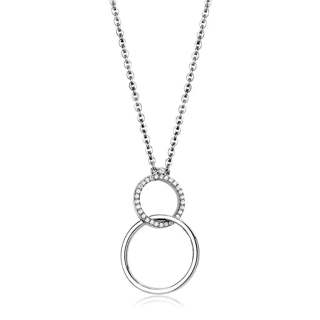 Alamode High polished (no plating) Stainless Steel Chain Pendant with AAA Grade CZ in Clear - Alamode - Flyclothing LLC