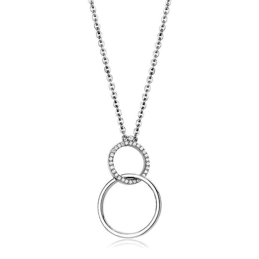 Alamode High polished (no plating) Stainless Steel Chain Pendant with AAA Grade CZ in Clear - Alamode - Flyclothing LLC