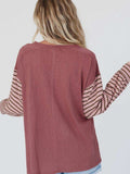 Round Neck Color Block Dropped Shoulder T-Shirt - Trendsi - Flyclothing LLC