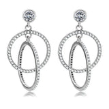 Alamode High polished (no plating) Stainless Steel Earrings with AAA Grade CZ in Clear - Alamode - Flyclothing LLC