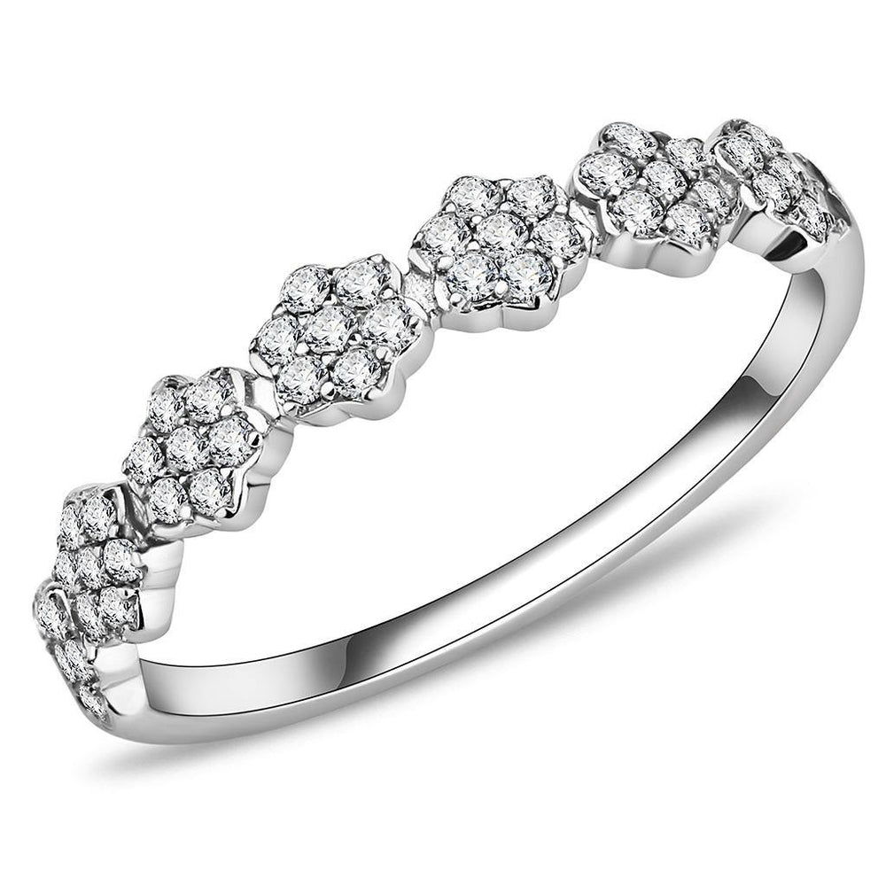 Alamode High polished (no plating) Stainless Steel Ring with AAA Grade CZ in Clear - Alamode