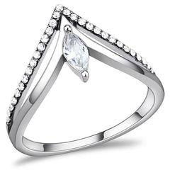 Alamode High polished (no plating) Stainless Steel Ring with AAA Grade CZ in Clear - Alamode