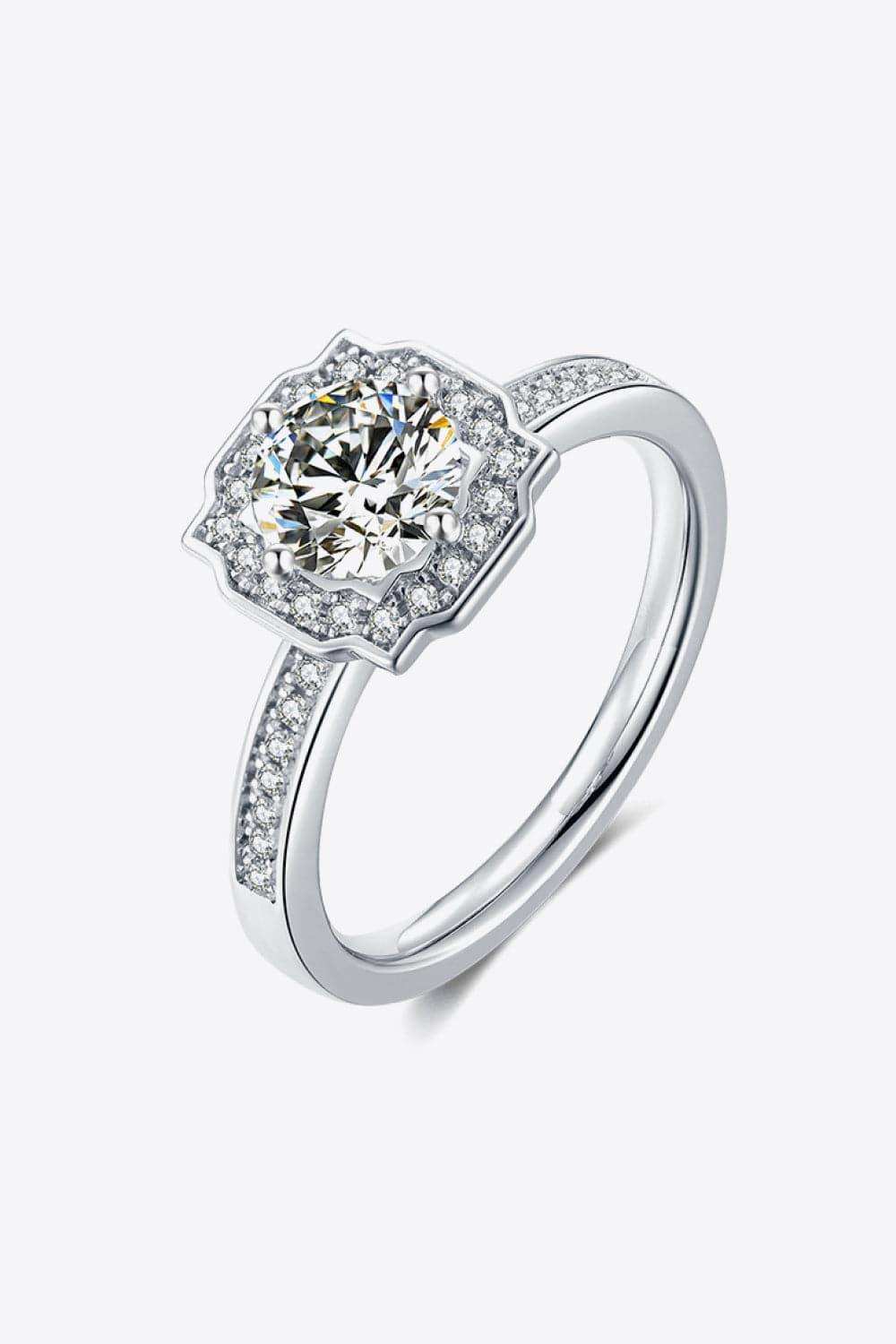 1 Carat Moissanite Platinum-Plated Ring - Trendsi - Flyclothing LLC