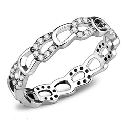 Alamode High polished (no plating) Stainless Steel Ring with AAA Grade CZ in Clear - Alamode