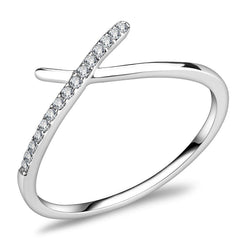 Alamode High polished (no plating) Stainless Steel Ring with AAA Grade CZ in Clear - Alamode
